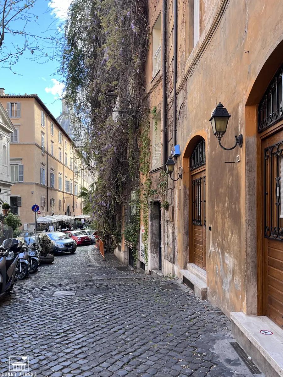 Picturesque cobbled alley in Rome