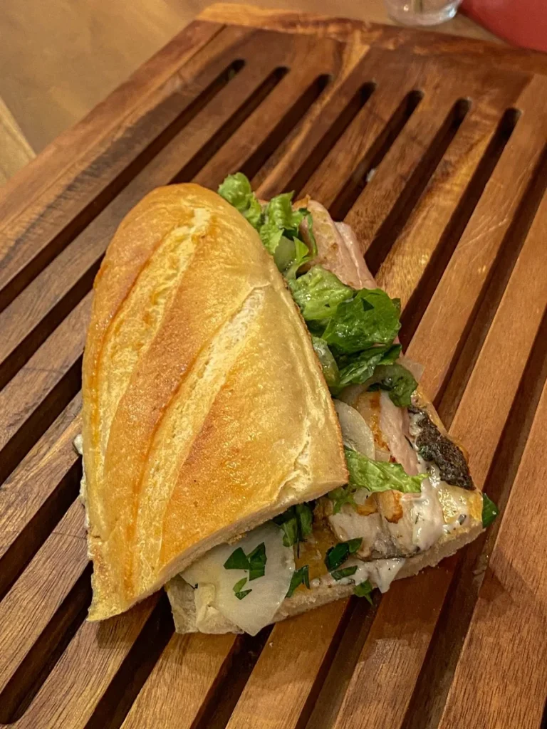 Balik ekmek. A sandwich with sea bass in Athens.