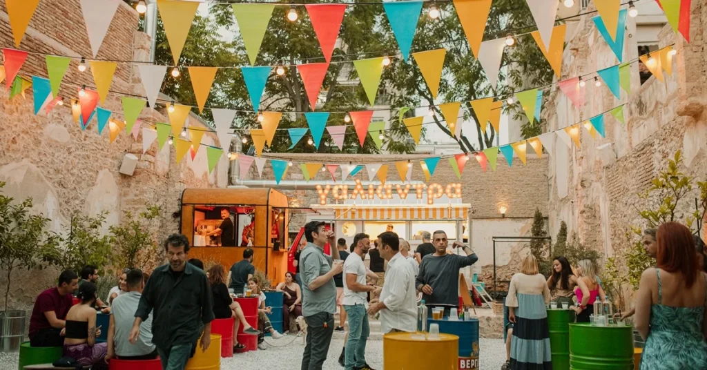 A colourful cantina in Athens for amazing street food.