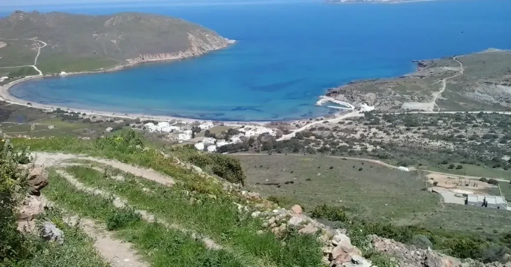 Walking paths in Paros, Greece, offering scenic views of the Aegean Sea.