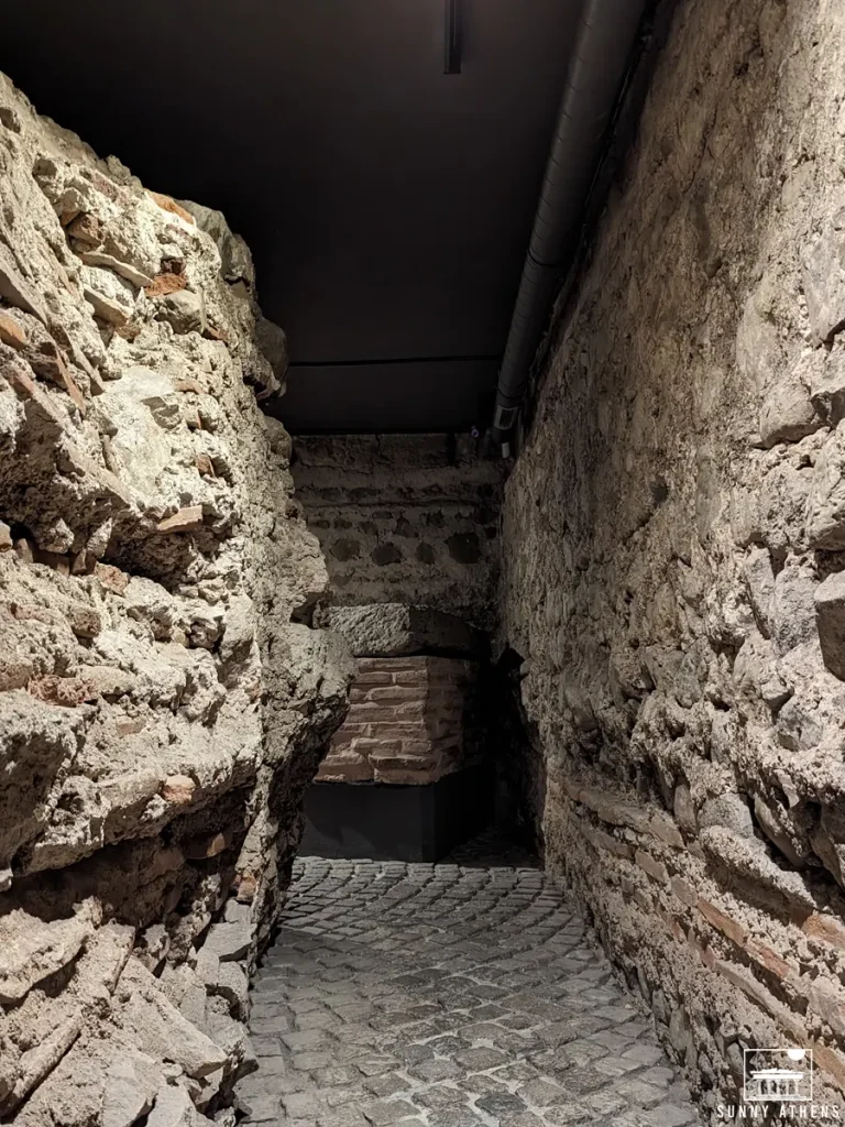 Stone-walled catacombs beneath the Basilica of Saint Sofia.