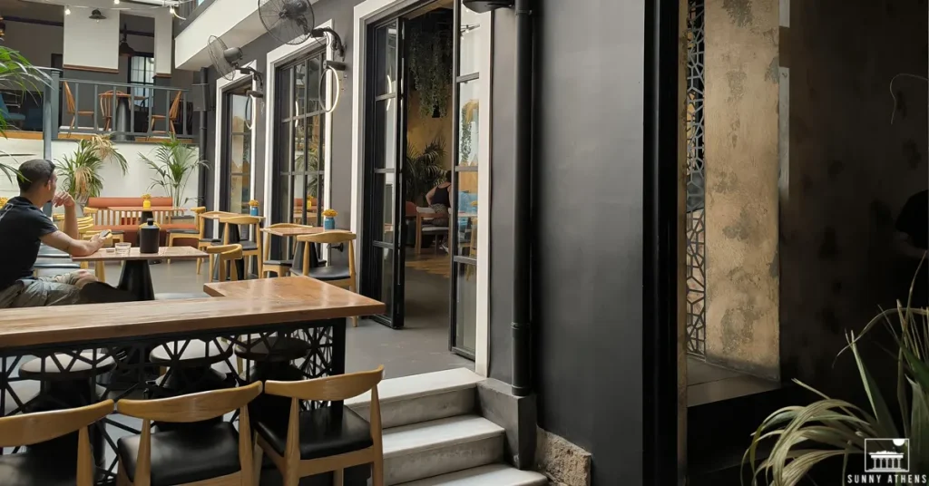 The Clumsies, known as both a bar and one of the Best Cafes in Athens, offering a stylish coffee experience.