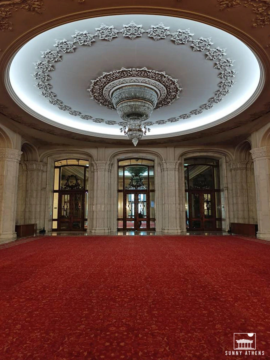 The colossal interior of the Palace of the Parliament is a centerpiece of a Bucharest in 3 days itinerary.