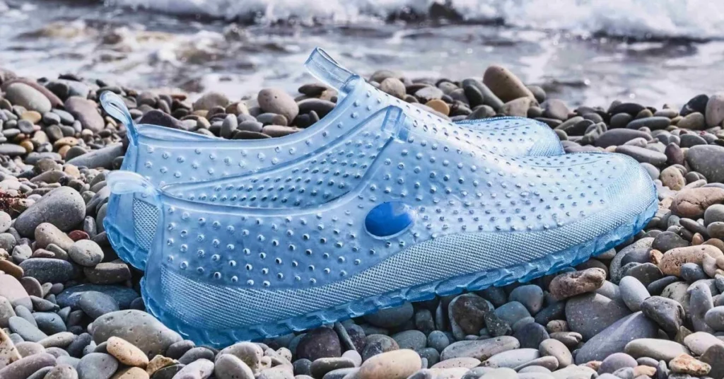 a pair of blue sea shoes