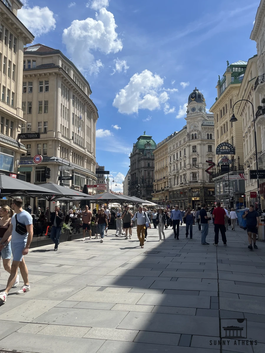 The Graben pedestrian street in central Vienna lined with historic buildings and shops