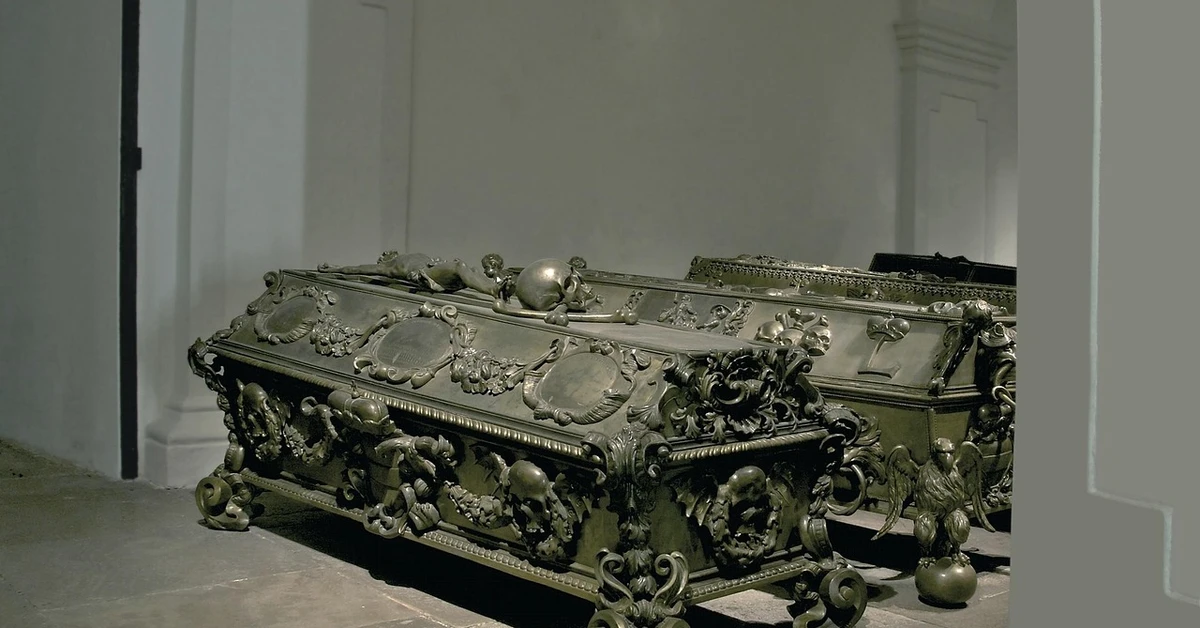 Ornate double sarcophagus of Empress Maria Theresa in the Imperial Crypt in Vienna